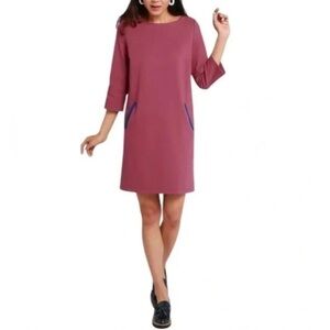 Betabrand Plum Yoga Work Dress M Purple 3/4 Sleeve Stretch Pockets Office